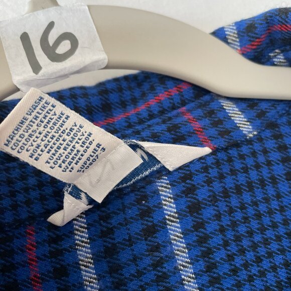 AriZona Jean Co. Womens Blue Houndstooth Checked Print Flannel Shirt Size XL - Picture 3 of 7